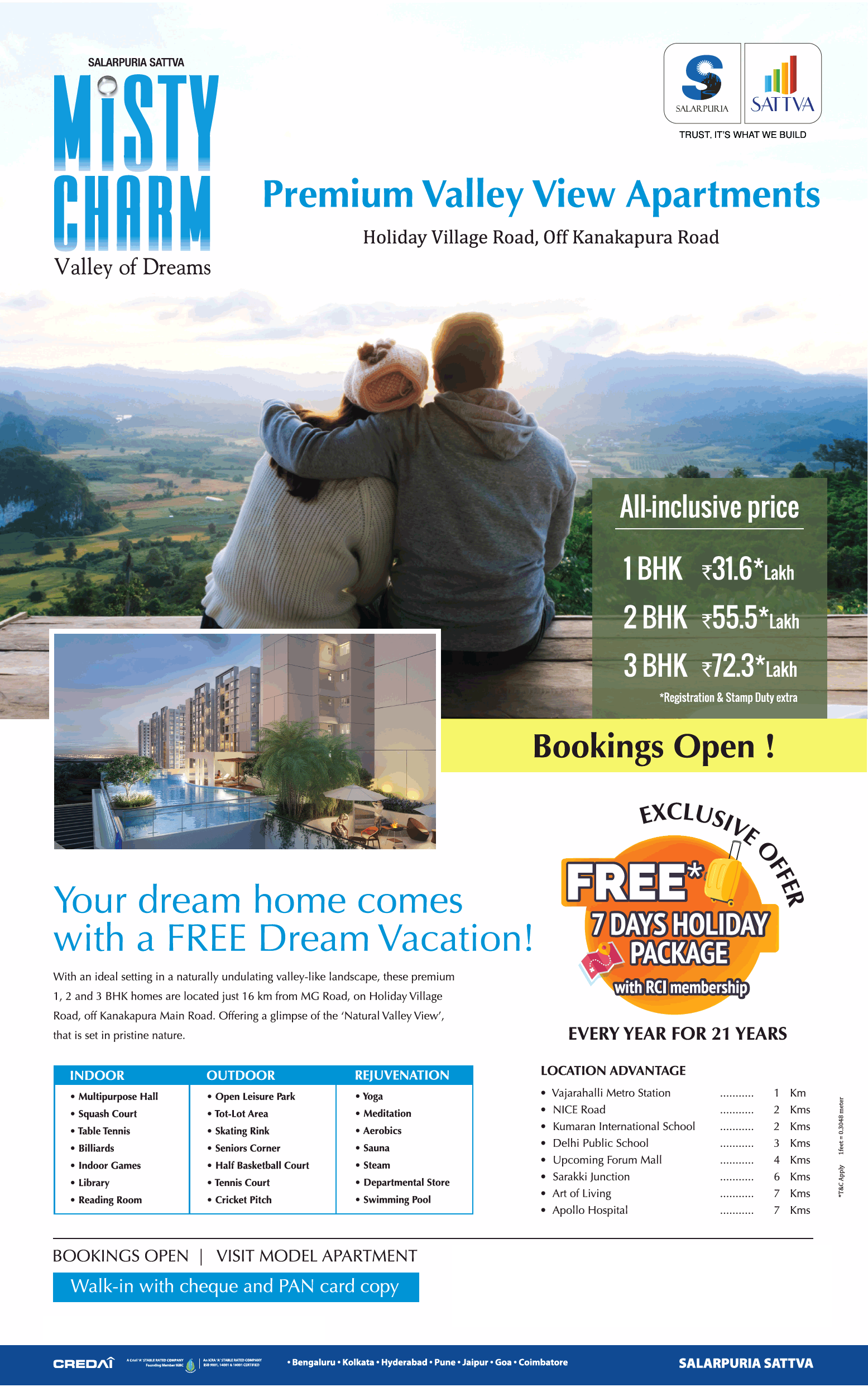 Book your dream home with 7 days holiday package at Salarpuria Sattva Misty Charm in Bangalore Update